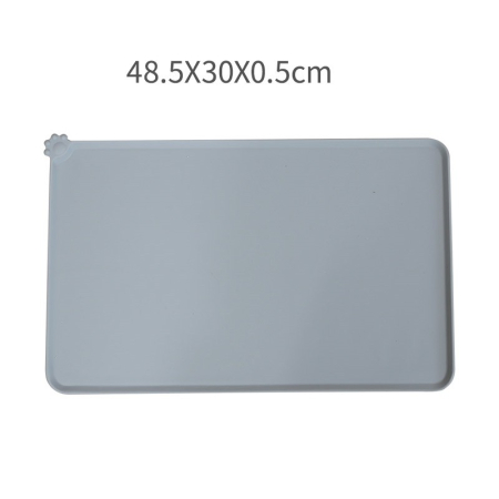 Covoras din silicon pentru animale , pentru bol de apa si mancare, antiderapant, margini ridicate pentru a mentine apa, 48.5x30 cm, Gri [3]