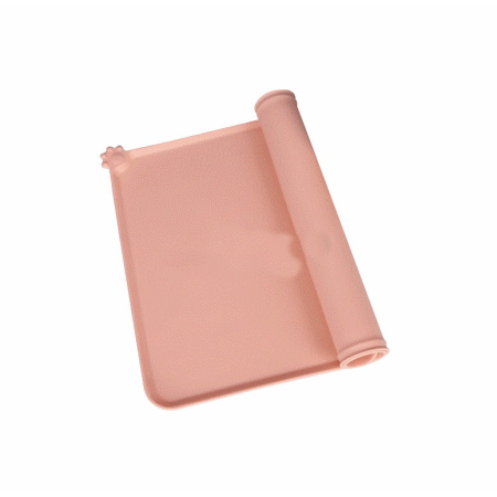 Covoras din silicon pentru animale , pentru bol de apa si mancare, antiderapant, margini ridicate pentru a mentine apa, 48.5x30 cm, Roz [1]