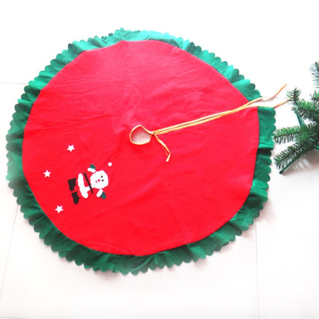 Covoras pentru Bradul de Craciun, , din Tesatura Pufoasa, cu Fundite de Prindere, Model Mos Craciun, Rosu/ Verde, Diametru 90 cm [2]