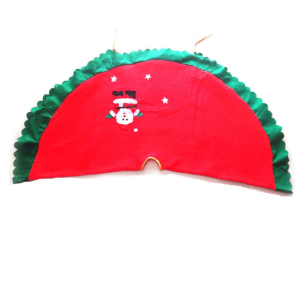 Covoras pentru Bradul de Craciun, , din Tesatura Pufoasa, cu Fundite de Prindere, Model Mos Craciun, Rosu/ Verde, Diametru 90 cm [4]