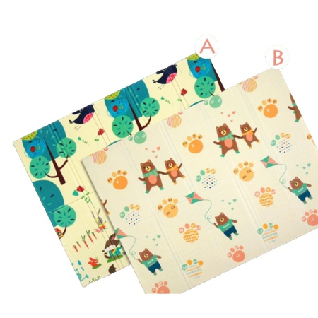 Covorase de joaca - Covoras pentru Copii, , cu 2 Fete, Model Zmeu/Ursi, din XPE+PE, Impermeabil, Antiderapant, Protectie Termica, +3 Luni, Pliabil, 150 x 200 x 1.5 cm, Multicolor