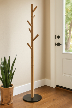 Cuier Atmosphera Wild cu 7 agatatori, lemn si MDF, 39x39x178 cm, maro [4]