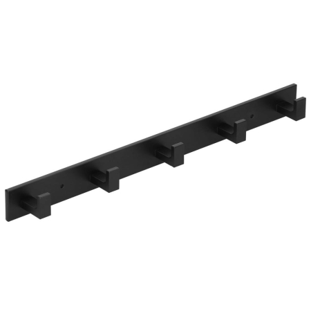 Disponibil livrare locker S - Cuier de baie pentru prosoape cu 2 sisteme instalare, aluminiu, 5 agatatori, 45x4cm, negru