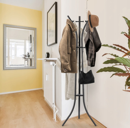 Cuier hol metalic 170 cm, design minimalist, negru [3]