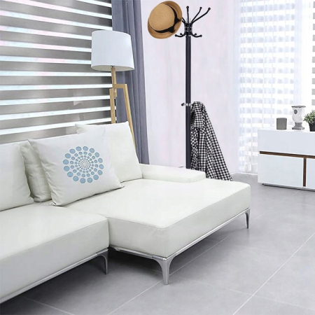 Cuier tip pom din metal cu baza de marmura, 14 agatatoare, 176cm, negru [1]