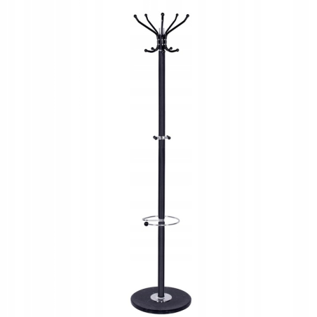 MOBILIER - Cuier tip pom din metal cu baza de marmura, 14 agatatoare, 176cm, negru