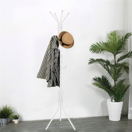 Cuier tip pom metalic Sersimo, 12 agatatoare, 177cm, alb [7]