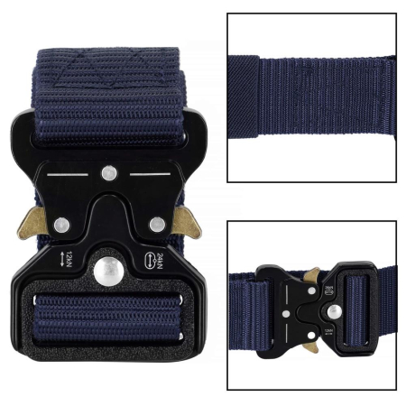 Curea centura Tactical Combat pentru barbati 3.5 x 125 cm, rezistent, albastru inchis [15]
