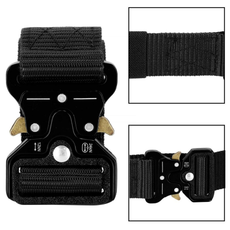 Curea centura Tactical Combat pentru barbati 3.5 x 125 cm, rezistent, negru [12]