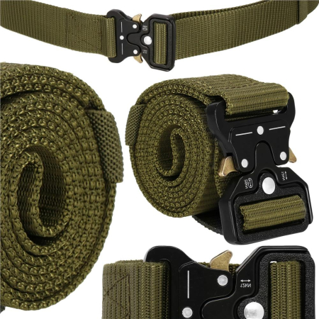 Curea centura Tactical Combat pentru barbati 3.5 x 125 cm, rezistent, verde [20]
