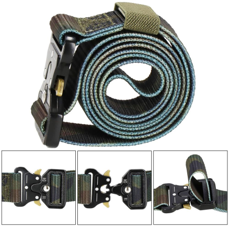 Curea centura Tactical Combat pentru barbati 3.7x125cm, rezistent, verde camuflaj [18]