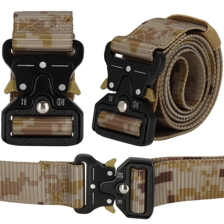 Curea centura Tactical Combat pentru barbati 3.7x125cm, rezistent, verde deschis camuflaj [15]