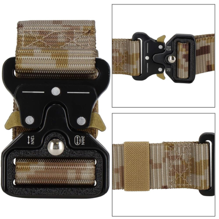 Curea centura Tactical Combat pentru barbati 3.7x125cm, rezistent, verde deschis camuflaj [13]