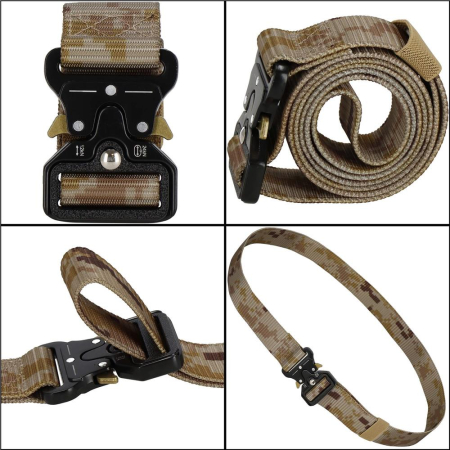 Curea centura Tactical Combat pentru barbati 3.7x125cm, rezistent, verde deschis camuflaj [14]