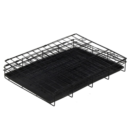 Cusca pentru animale, 2 usi, Pliabila din metal, M, Negru, 50x42x34 cm [3]