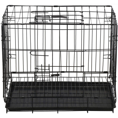 Cusca pentru animale, 2 usi, Pliabila din metal, M, Negru, 50x42x34 cm [10]