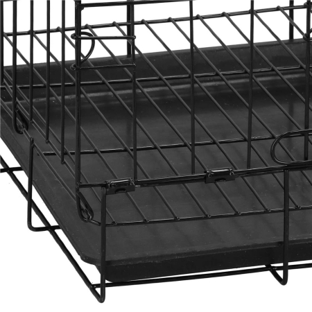 Cusca pentru animale, 2 usi, Pliabila din metal, M, Negru, 50x42x34 cm [2]