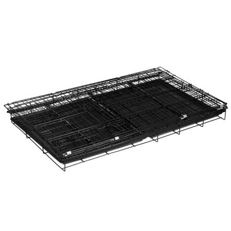 Cusca pentru animale, 2 usi, Pliabila din metal, XL, Negru, 100x70x60 cm [2]