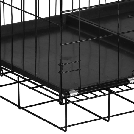 Cusca pentru animale, 2 usi, Pliabila din metal, XL, Negru, 100x70x60 cm [5]