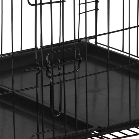 Cusca pentru animale, 2 usi, Pliabila din metal, XXL, Negru, 130x70x61 cm [8]