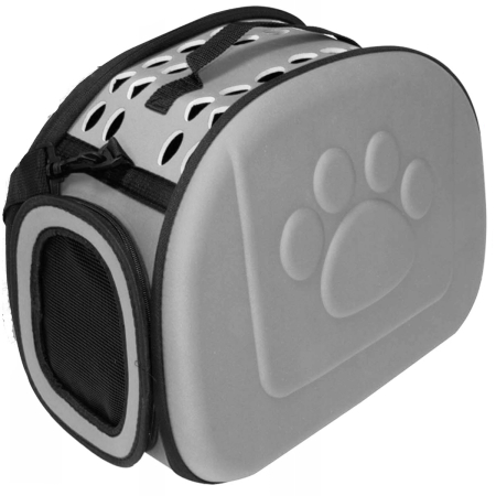 Disponibil livrare locker S - Cusca transport animale pliabila, 43x30x32 cm, maxim 6kg, gri