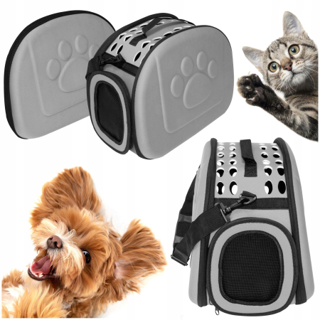 Cusca transport animale pliabila, 43x30x32 cm, maxim 6kg, gri [1]