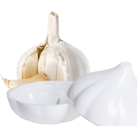 Cutie Alimentara, , Model Usturoi, din Plastic, 9 x 9 x 9 cm, 350 ml, Alb [3]