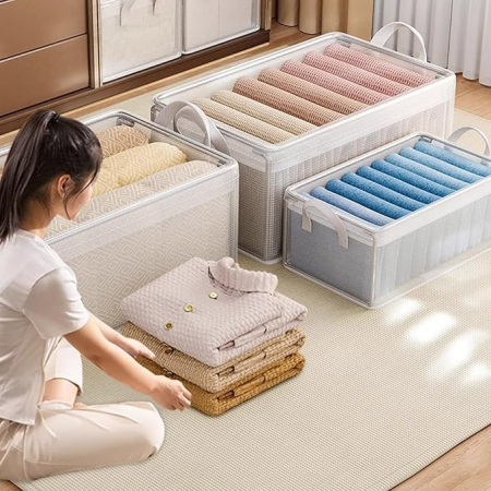 Cutie container de depozitare din PVC, , de stocare, Dimensiuni multiple, Accesoriu robust pentru organizarea de uz casnic, volum 26L, 47 x 28 x 20 cm, Transparenta [1]