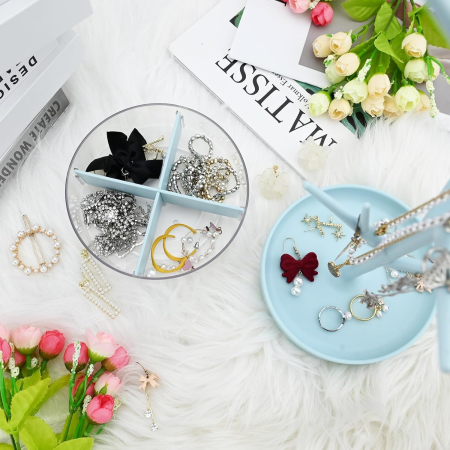 Cutie de Bijuterii, , Rotativa, cu Suport Tip Ramura, 36.5 x 14 cm, din ABS+PP, Albastru [6]