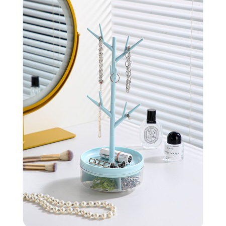 Cutie de Bijuterii, , Rotativa, cu Suport Tip Ramura, 36.5 x 14 cm, din ABS+PP, Albastru [8]
