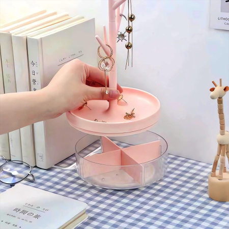 Cutie de Bijuterii, , Rotativa, cu Suport Tip Ramura, 36.5 x 14 cm, din ABS+PP, Roz [7]