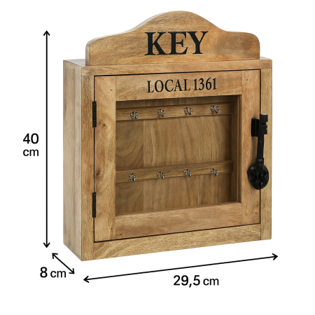 Cutie de chei Atmosphera Amalia cu 10 carlige, 30x40 cm, lemn masiv, design vintage, natur [4]