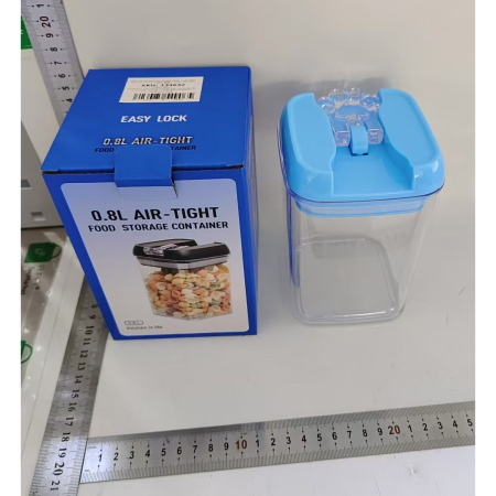 Cutie de Depozitare Alimente, , 0.8L, Capac Albastru, din PP+PET, Inchidere Ermetica, 10 x 10 x 15.5 cm, Transparent [6]