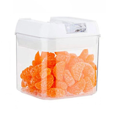 Organizatoare si Depozitare Bucatarie - Cutie de Depozitare Alimente, , Cutie de Depozitare tip Container pentru Bucatarie, cu Capac, Inchidere Ermetica, Cutie pentru Cereale, 10.5 x 10 x 10 cm, volum 0.5 L, Alb