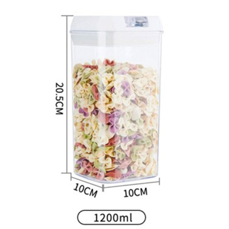 Cutie de Depozitare Alimente, , Cutie de Depozitare tip Container pentru Bucatarie, cu Capac, Inchidere Ermetica, Cutie pentru Cereale, 20.5 x 10 x 10 cm, volum 1.2 L, Alb [1]