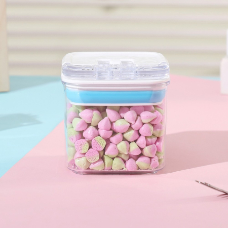 Cutie de Depozitare Alimente, , Cutie de tip Container pentru Bucatarie, Cutie pentru Condimente, din PET ABS Silicon, 10 x 10 x 10.5 cm, 250 g, 0.5L Transparenta [1]