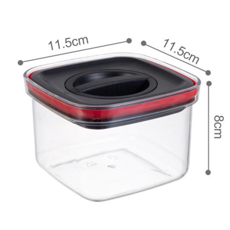 Cutie de Depozitare Alimente, , Cutie de tip Container, Recipient pentru Cereale in Bucatarie, S 11.5 x 11.5 x 8 cm, volum 600 ml, Transparenta cu Capac Negru [1]