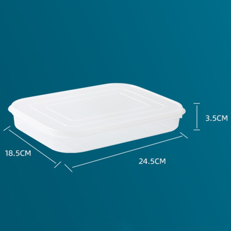 Cutie de depozitare de uz casnic, , Caserola pentru Frigider, Rezistenta la umiditate, Rezervor Sigilat pentru Depozitare Alimentara, 24.5 x 18.5 x 3.5cm, Alb Transparent [1]