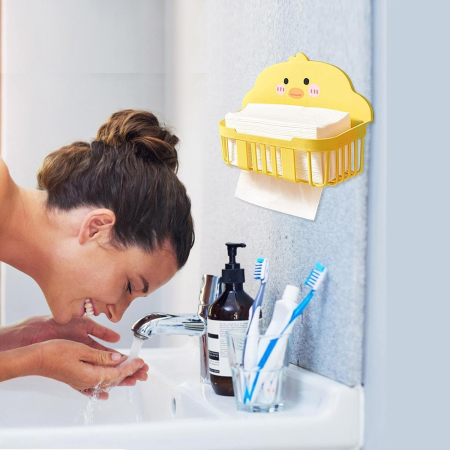 Cutie de Depozitare, , din Plastic, Montare pe Perete, Model Ratusca, 13x19x12 cm, Galben [4]