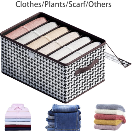 Cutie De Depozitare, , Pentru Haine, Lenjerie, Sosete Si Sutiene, Material Textil, 6 Compartimente, 44x30x20 cm, Culoare Alb-Negru [8]