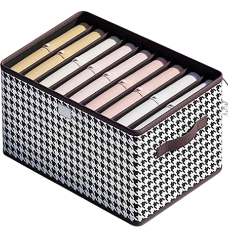 Cutii depozitare - Cutie De Depozitare, , Pentru Haine, Lenjerie, Sosete Si Sutiene, Material Textil, 9 Compartimente, 44x30x20 cm, Culoare Alb-Negru