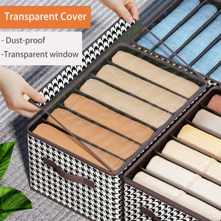 Cutie De Depozitare, , Pentru Haine, Lenjerie, Sosete Si Sutiene, Material Textil, 9 Compartimente, 44x30x20 cm, Culoare Alb-Negru [13]