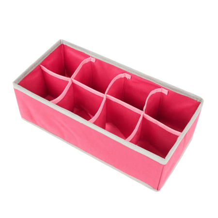Cutie De Depozitare, , Pentru Lenjerie, Sosete Si Sutiene, Material Textil, 8 Compartimente, 32 x 16 x 10 cm, Culoare Roz [4]