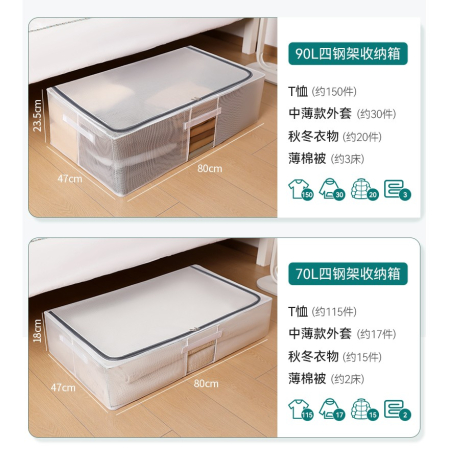 Cutie de Depozitare pentru Pantofi, , 40x30x21 cm, din Plasa PVC Impermeabila si Cadru de Otel, Pliabila, Fermoar Bidirectional, Transparenta [32]