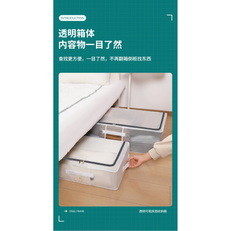 Cutie de Depozitare pentru Pantofi, , 60*30*21CM , din Plasa PVC Impermeabila si Cadru de Otel, Pliabila, Fermoar Bidirectional, Transparenta [25]