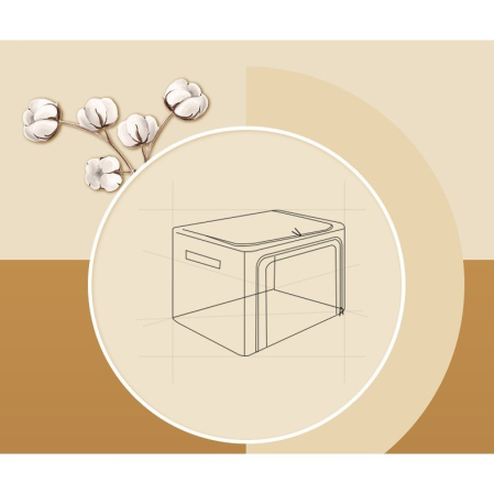 Cutie de Depozitare Pliabila, , 24 L, din Bumbac si In, 40x30x20 cm, Fereastra Frontala, 2 Usi de Acces cu Fermoar Bidirectional, Cadru Metalic, Suport Baza Stabil din Plastic, Gri [11]