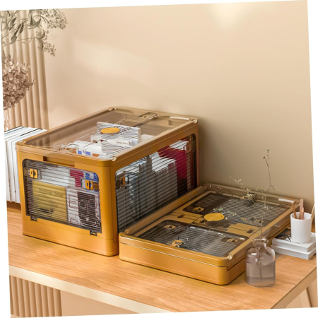 ✨TOATE PRODUSELE✨ - Cutie de depozitare pliabila, , Cu capac, 29 L, Plastic, 40.5x29x24.5 cm, Portocaliu