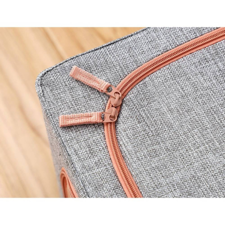 Cutie de Depozitare Pliabila 100 L, 60 x 42 x 40 cm, Cadru Metalic, 2 Ferestre, Gri - ORIGINAL DEALS [9]