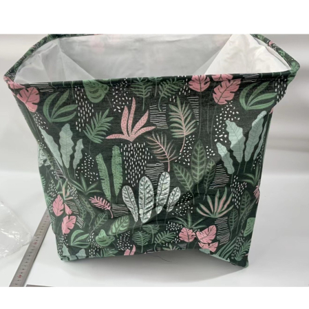 Cutie de Depozitare Pliabila, , Impermeabila, cu Snur, Capacitate 100 L, cu Manere, 50x50x40cm, Model Frunze, Verde [5]