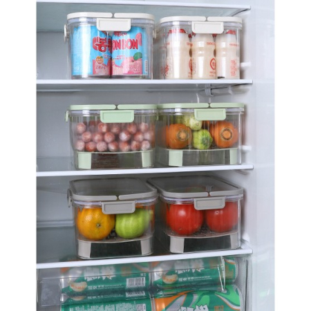 Cutie de Depozitare Portabila, , cu Separator pentru Gheata si Scurgere, Mentine Rece, Caserola Pranz, 25x16.5x11.5 cm, Crem/Transparent [9]